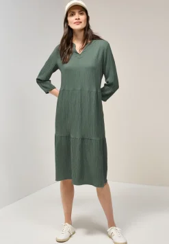 Seersucker jurk met volants