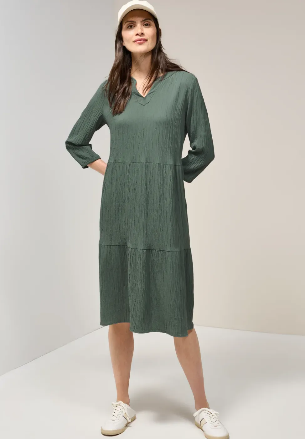 Seersucker jurk met volants