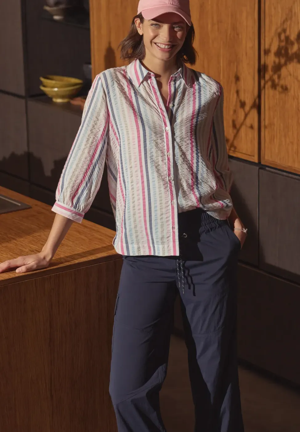 Seersucker overhemd blouse