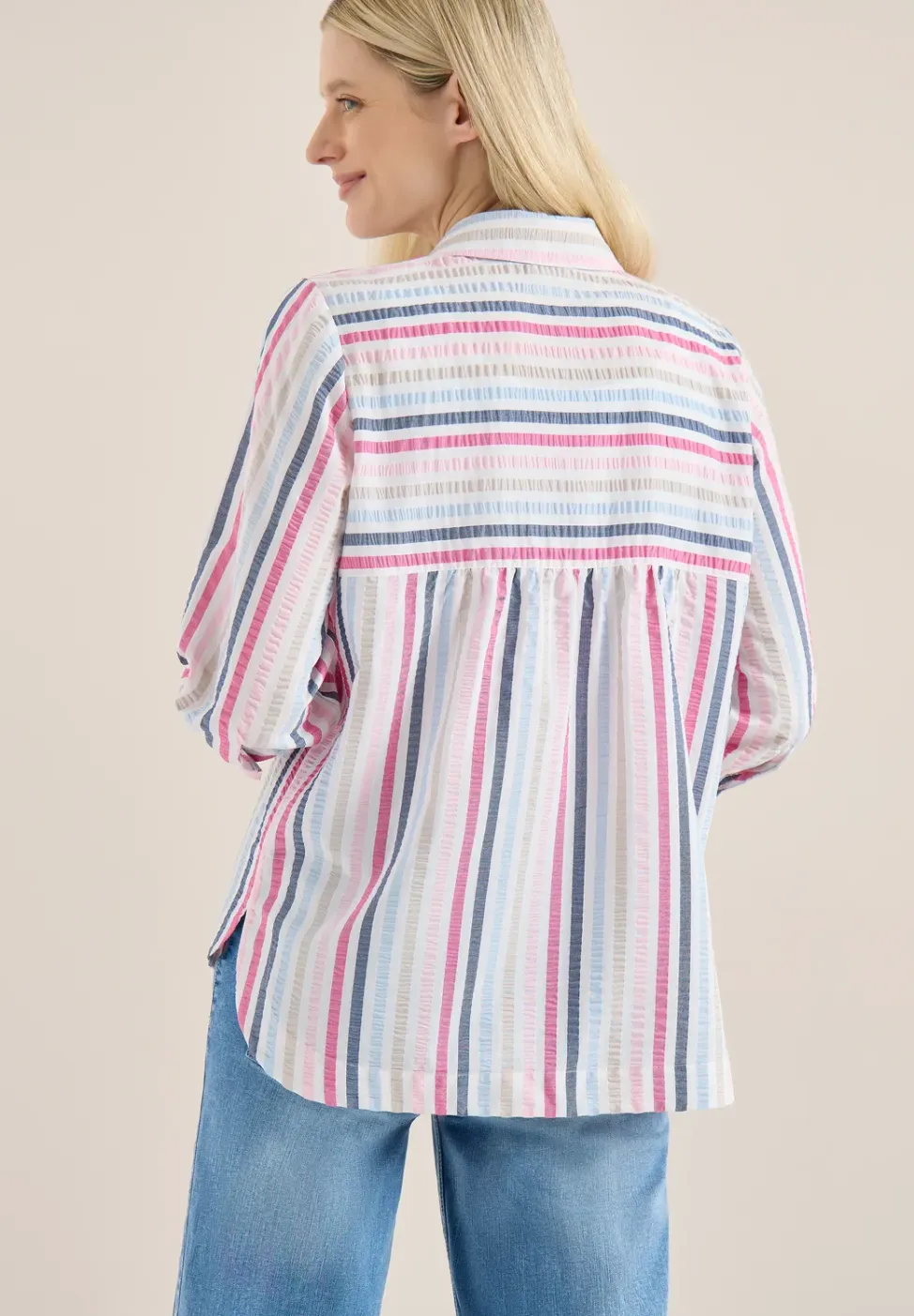 Seersucker overhemd blouse