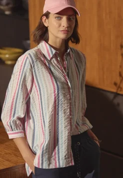 Seersucker overhemd blouse