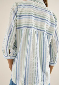 Seersucker overhemd blouse
