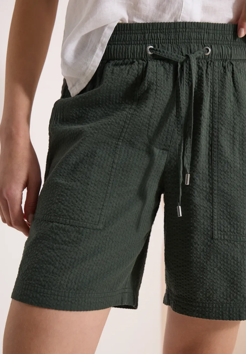 Seersucker shorts in effen kleuren
