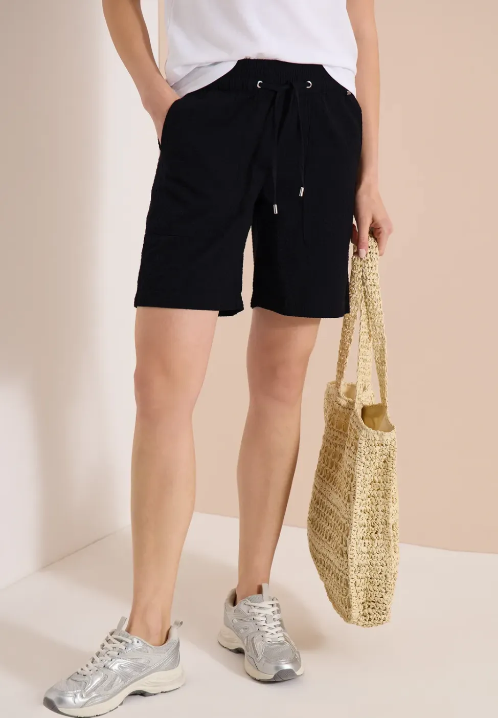 Seersucker shorts in effen kleuren