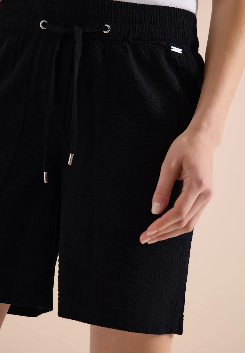 Seersucker shorts in effen kleuren