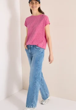 Shirt in burnout look met boothals