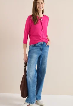 Shirt met 3/4 mouwen en split neck