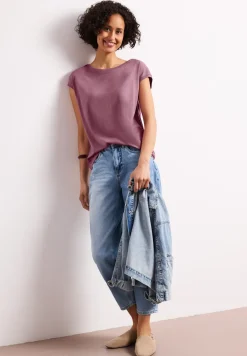 Shirt met boothals en decoratief detail