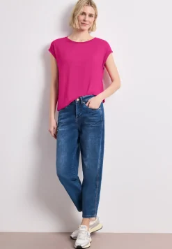 Shirt met boothals en decoratieve tape