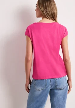 Shirt met boothals en decoratief detail