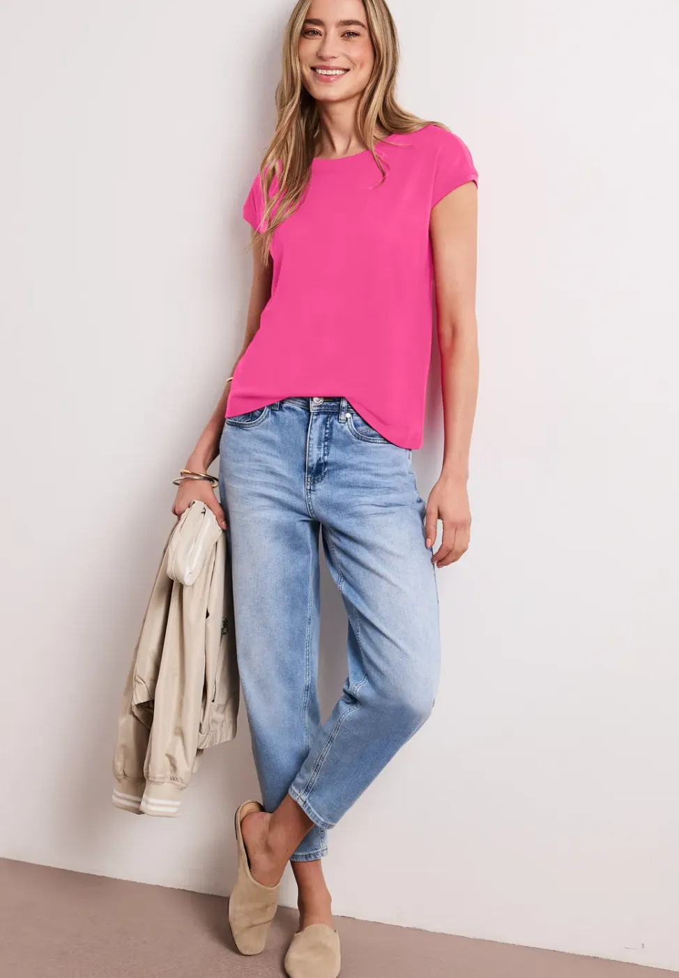 Shirt met boothals en decoratief detail