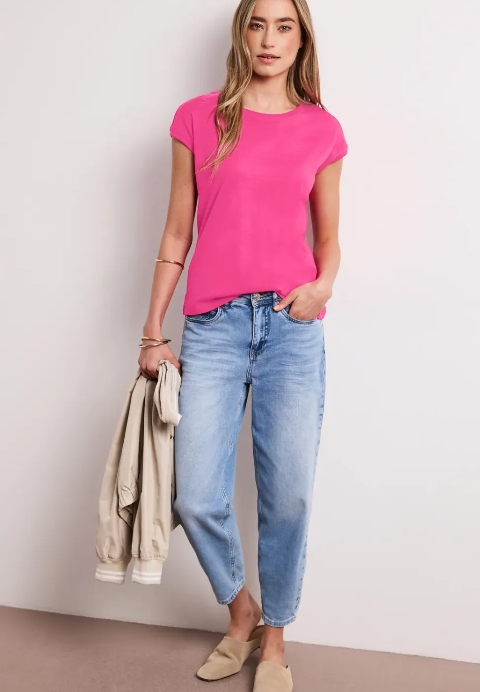 Shirt met boothals en decoratief detail