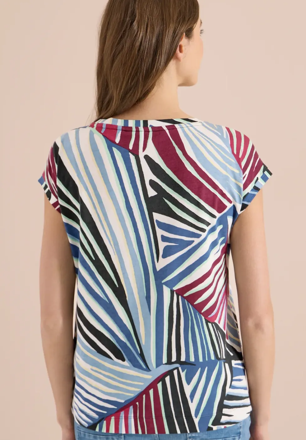 Shirt met boothals en grafische print