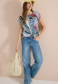 Shirt met boothals en grafische print