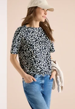 Shirt met boothals en leoprint