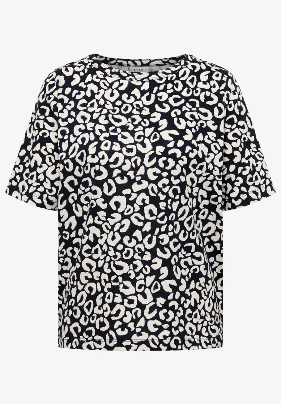 Shirt met boothals en leoprint
