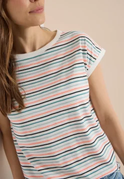 Shirt met boothals en omslagdetail