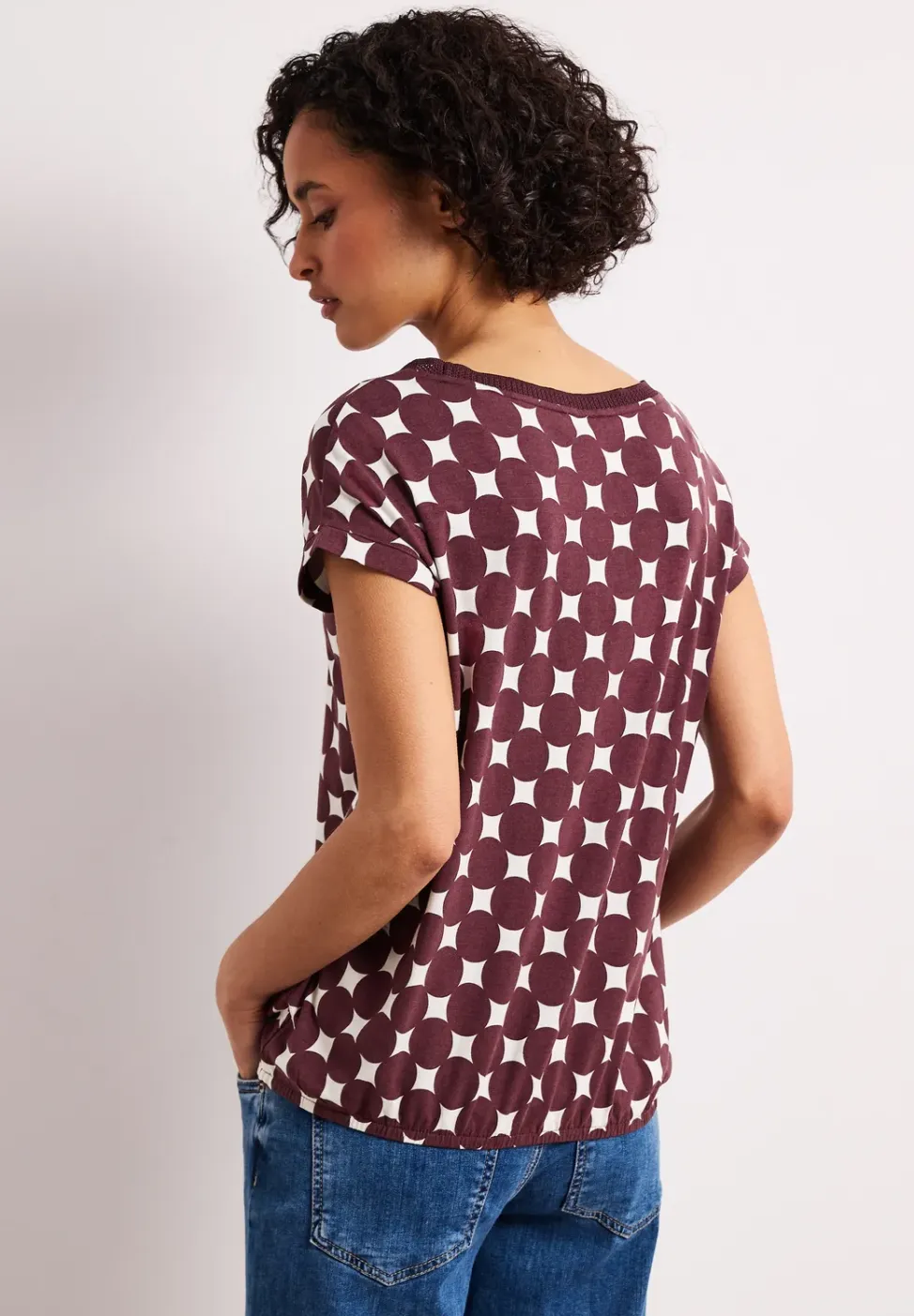 Shirt met boothals en print