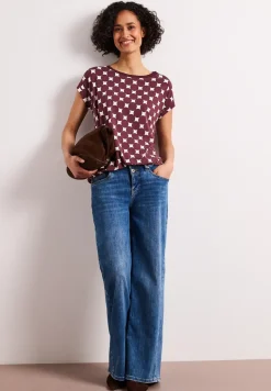 Shirt met boothals en print