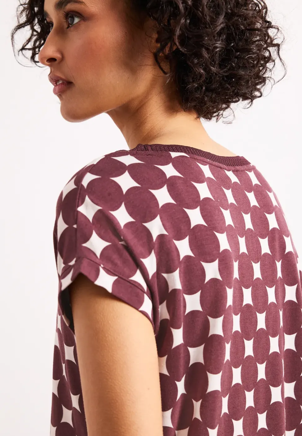 Shirt met boothals en print