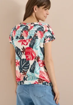 Shirt met boothals en print
