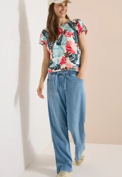 Shirt met boothals en print