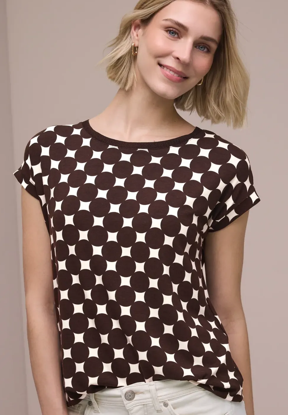 Shirt met boothals en print