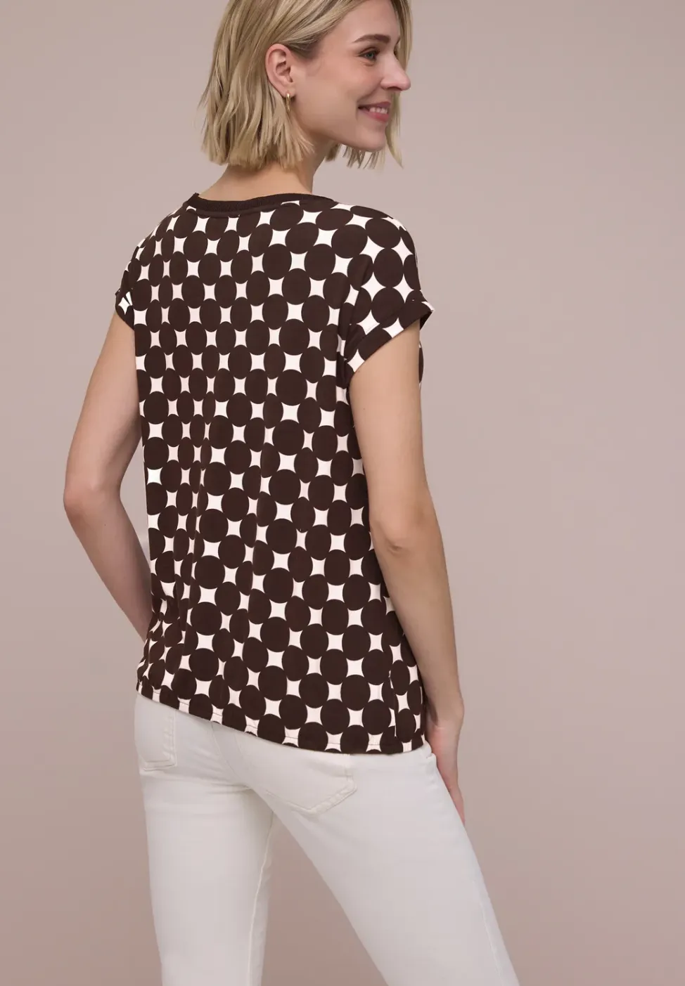 Shirt met boothals en print