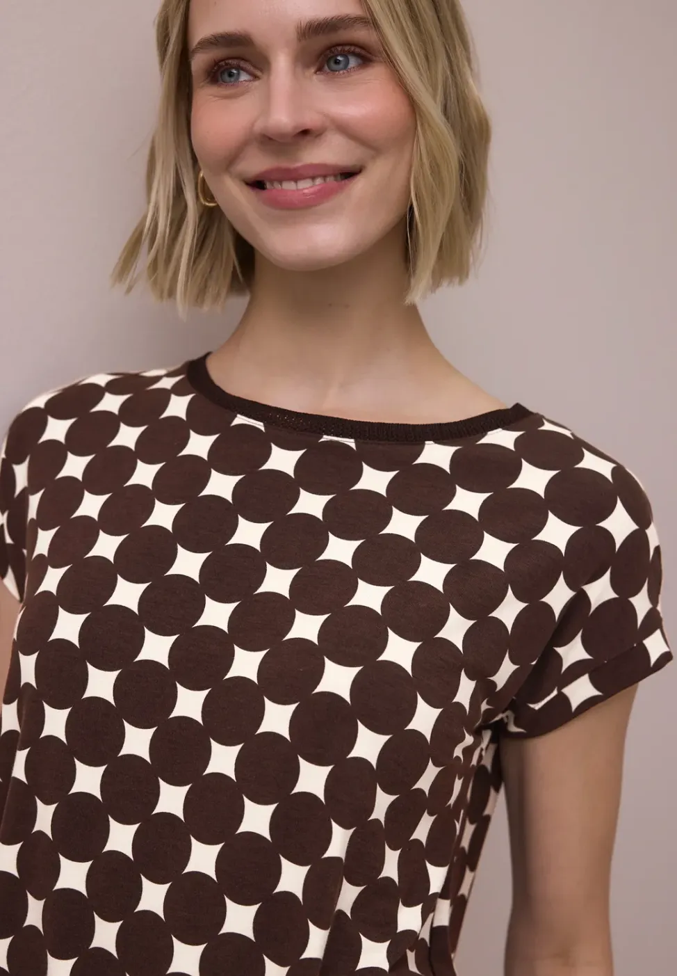 Shirt met boothals en print
