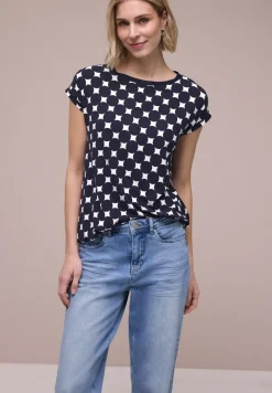 Shirt met boothals en print