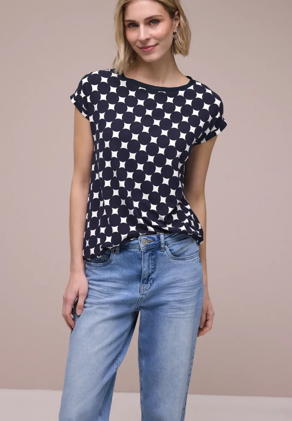 Shirt met boothals en print