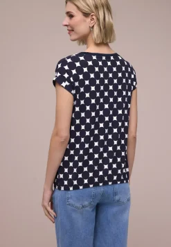 Shirt met boothals en print