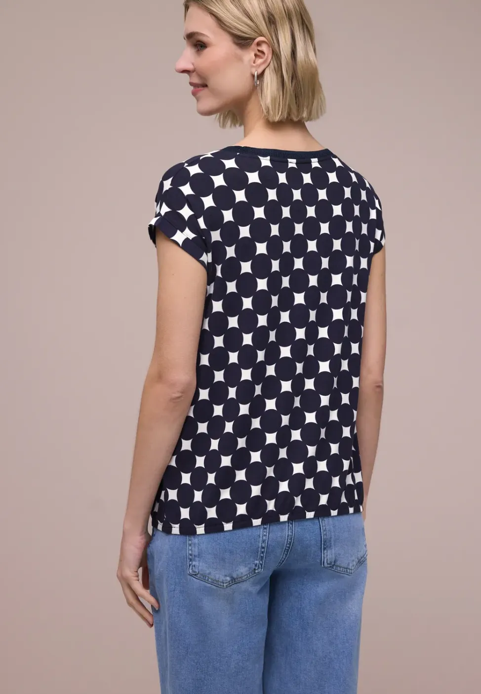 Shirt met boothals en print