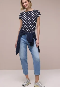 Shirt met boothals en print
