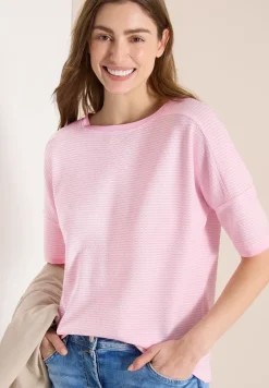 Shirt met boothals en structuur