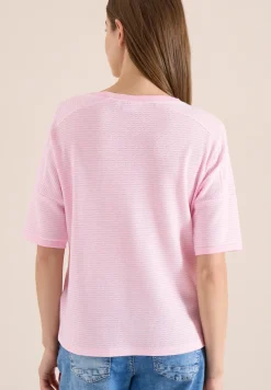 Shirt met boothals en structuur