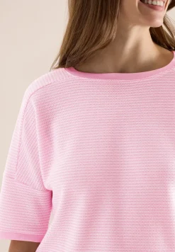 Shirt met boothals en structuur