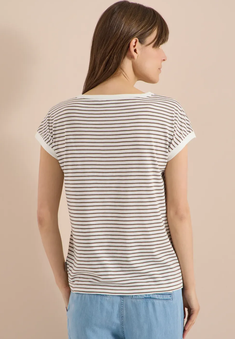 Shirt met boothals en strepen