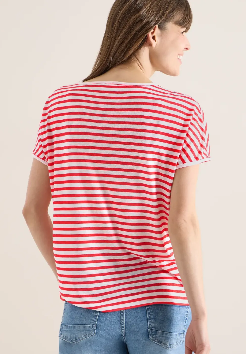 Shirt met boothals en strepen