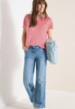 Shirt met boothals en strepen