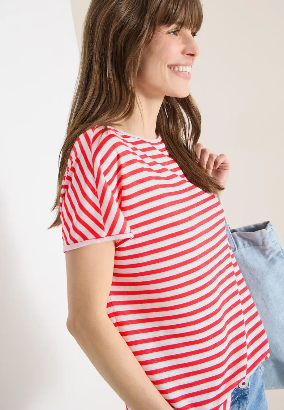 Shirt met boothals en strepen