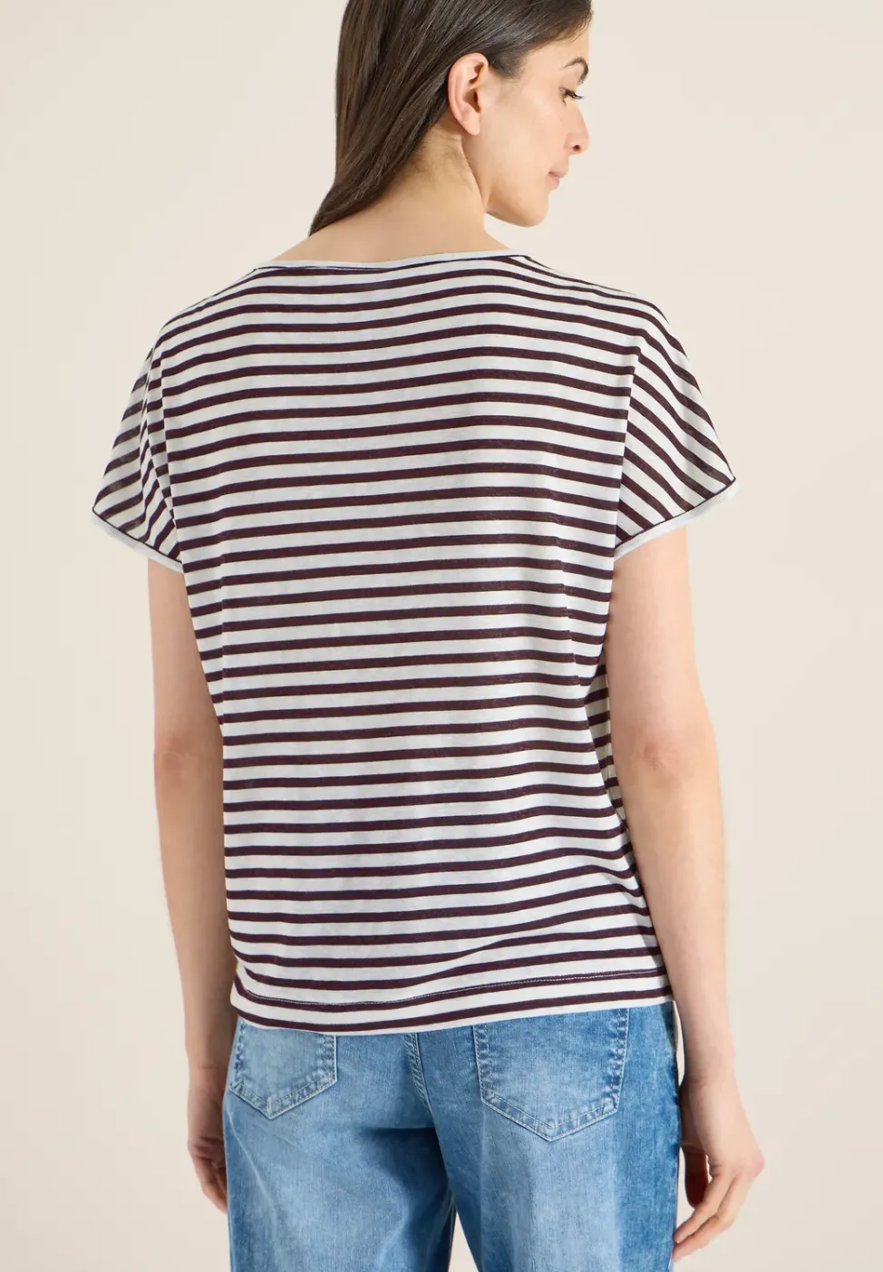 Shirt met boothals en strepen