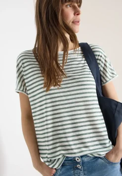 Shirt met boothals en strepen