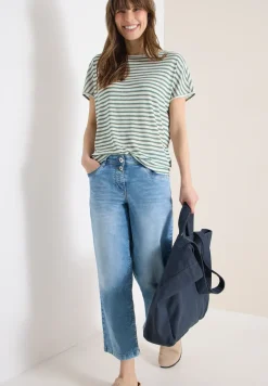 Shirt met boothals en strepen