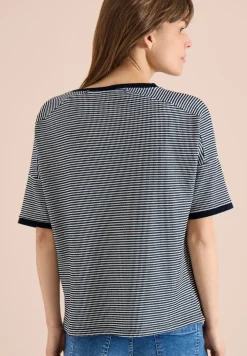 Shirt met boothals en structuur