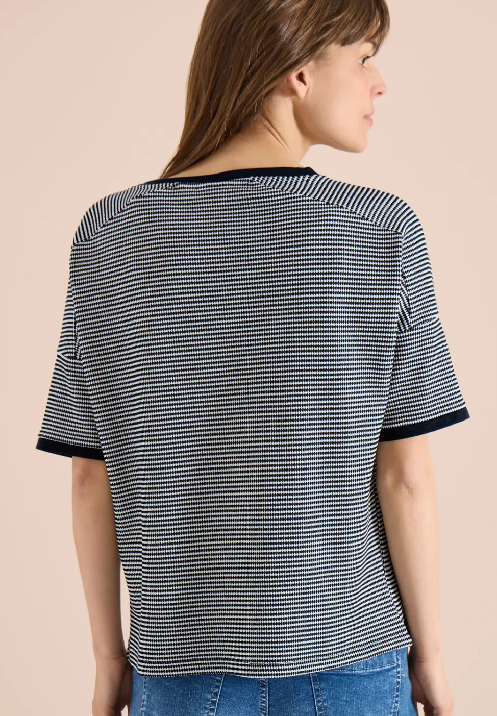 Shirt met boothals en structuur