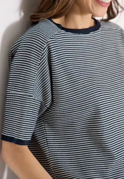 Shirt met boothals en structuur