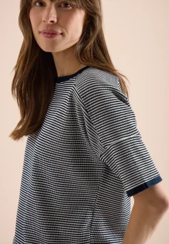 Shirt met boothals en structuur