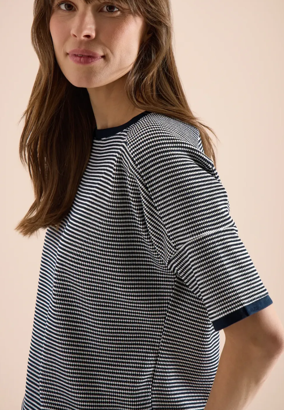 Shirt met boothals en structuur