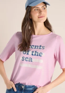 Shirt met boothals en tekst